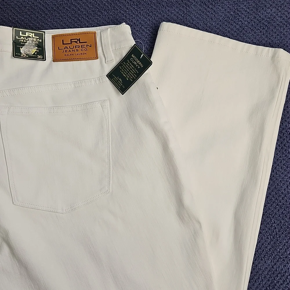 LRL‎ Lauren Modern Curvy Straight Leg Denim: Color- White: Size 22W SEE DETAILS